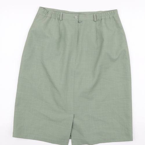 Bonmarché Womens Green Polyester Straight & Pencil Skirt Zip