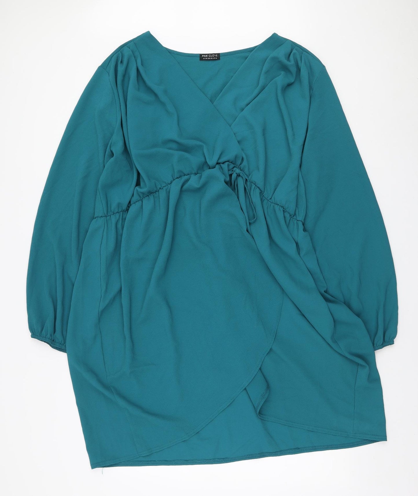 Pink Clove Womens Blue Polyester Wrap Dress Size 28 V-Neck Tie