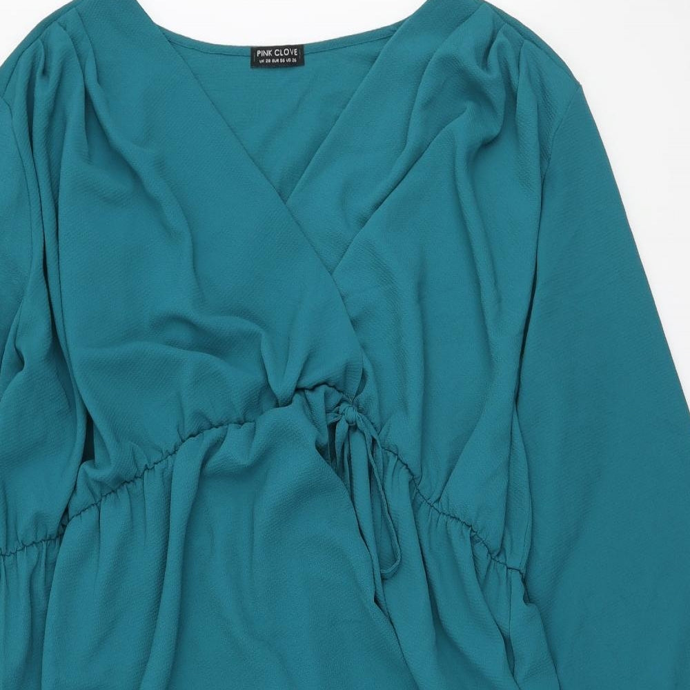 Pink Clove Womens Blue Polyester Wrap Dress Size 28 V-Neck Tie