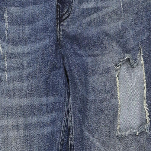 River Island Womens Blue Cotton Boyfriend Jeans Size 10 L25 in Regular Zip