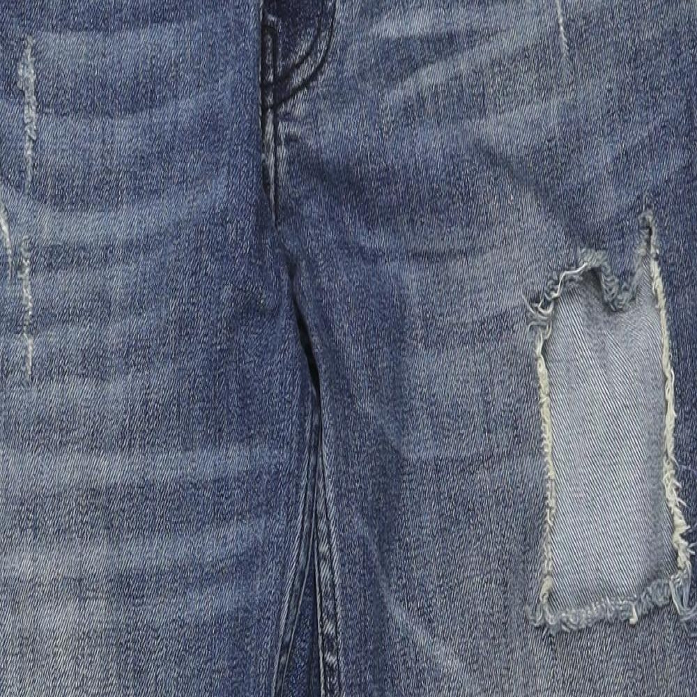 River Island Womens Blue Cotton Boyfriend Jeans Size 10 L25 in Regular Zip