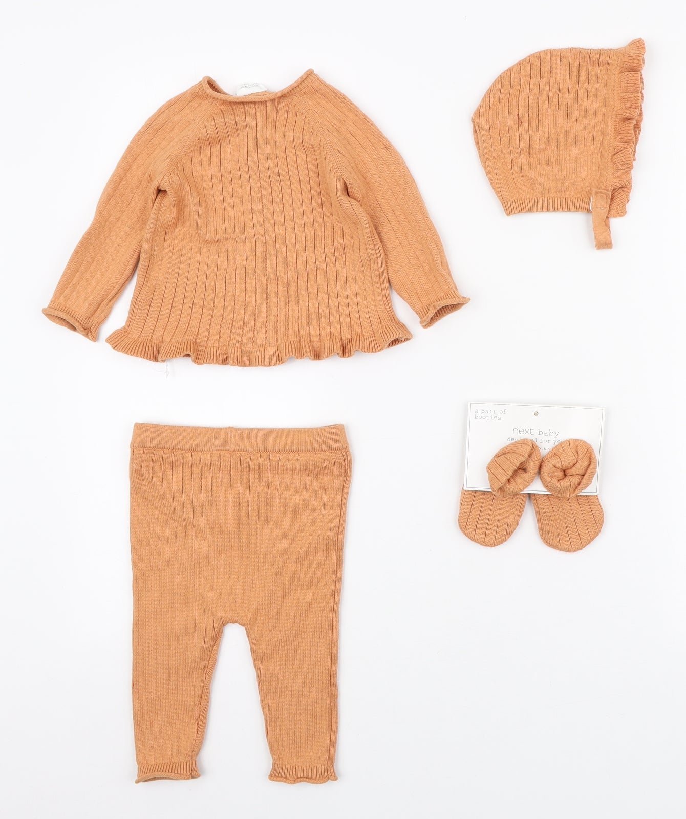 NEXT Girls Orange Cotton Trousers Set Outfit/Set Size 3-6 Months Pullover