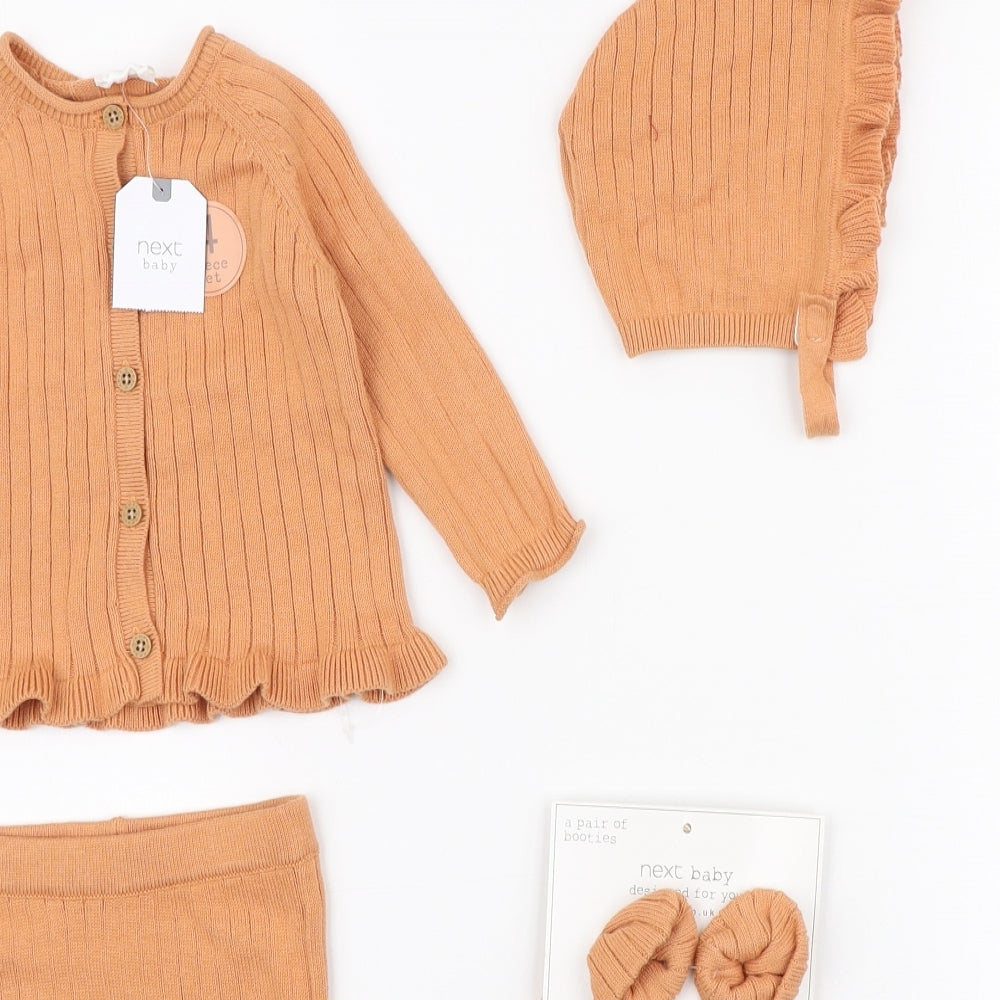 NEXT Girls Orange Cotton Trousers Set Outfit/Set Size 3-6 Months Pullover