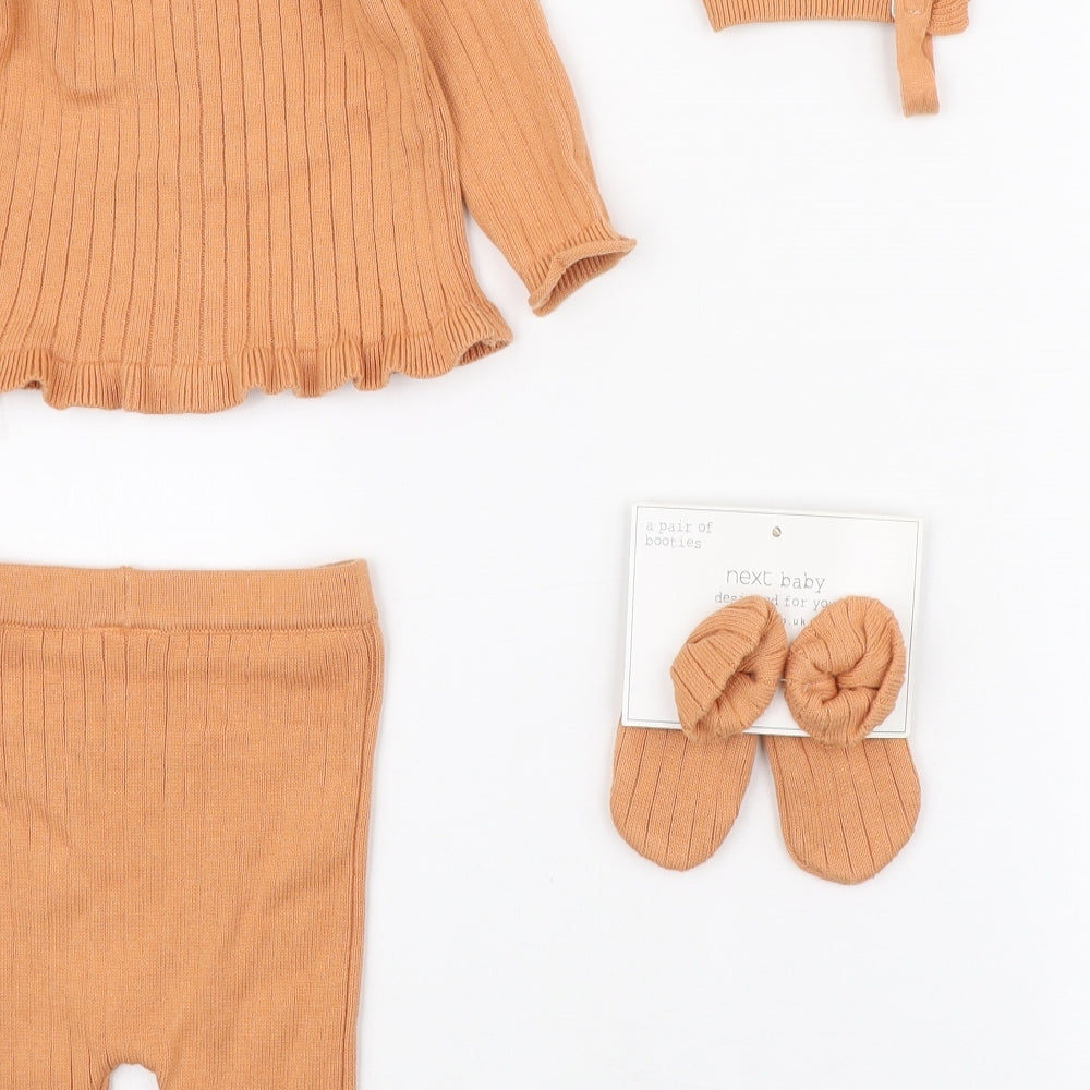 NEXT Girls Orange Cotton Trousers Set Outfit/Set Size 3-6 Months Pullover