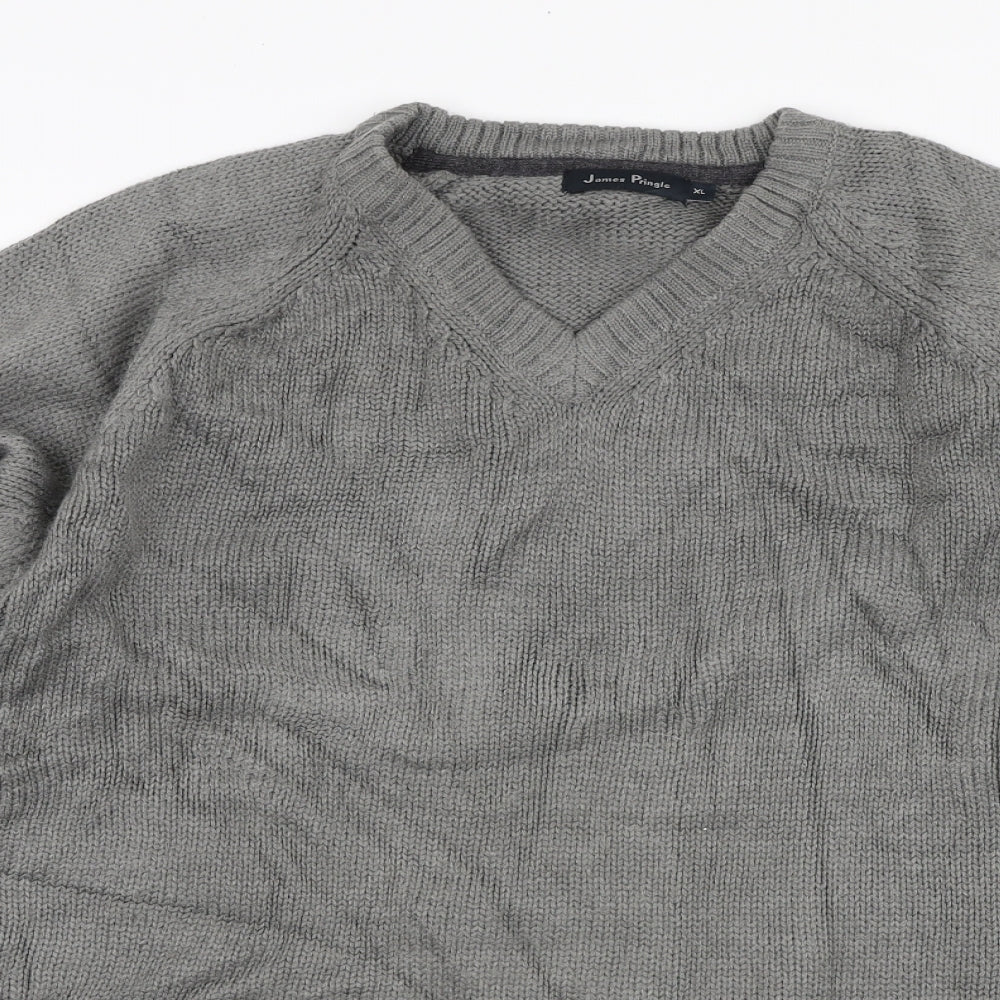 EWM Mens Grey Round Neck Acrylic Pullover Jumper Size XL