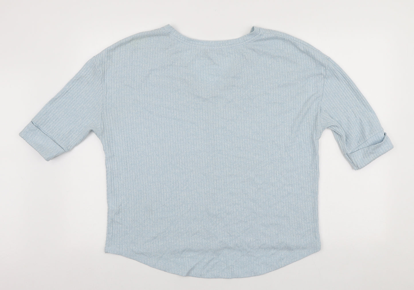 TU Womens Blue Viscose Basic T-Shirt Size 14 V-Neck