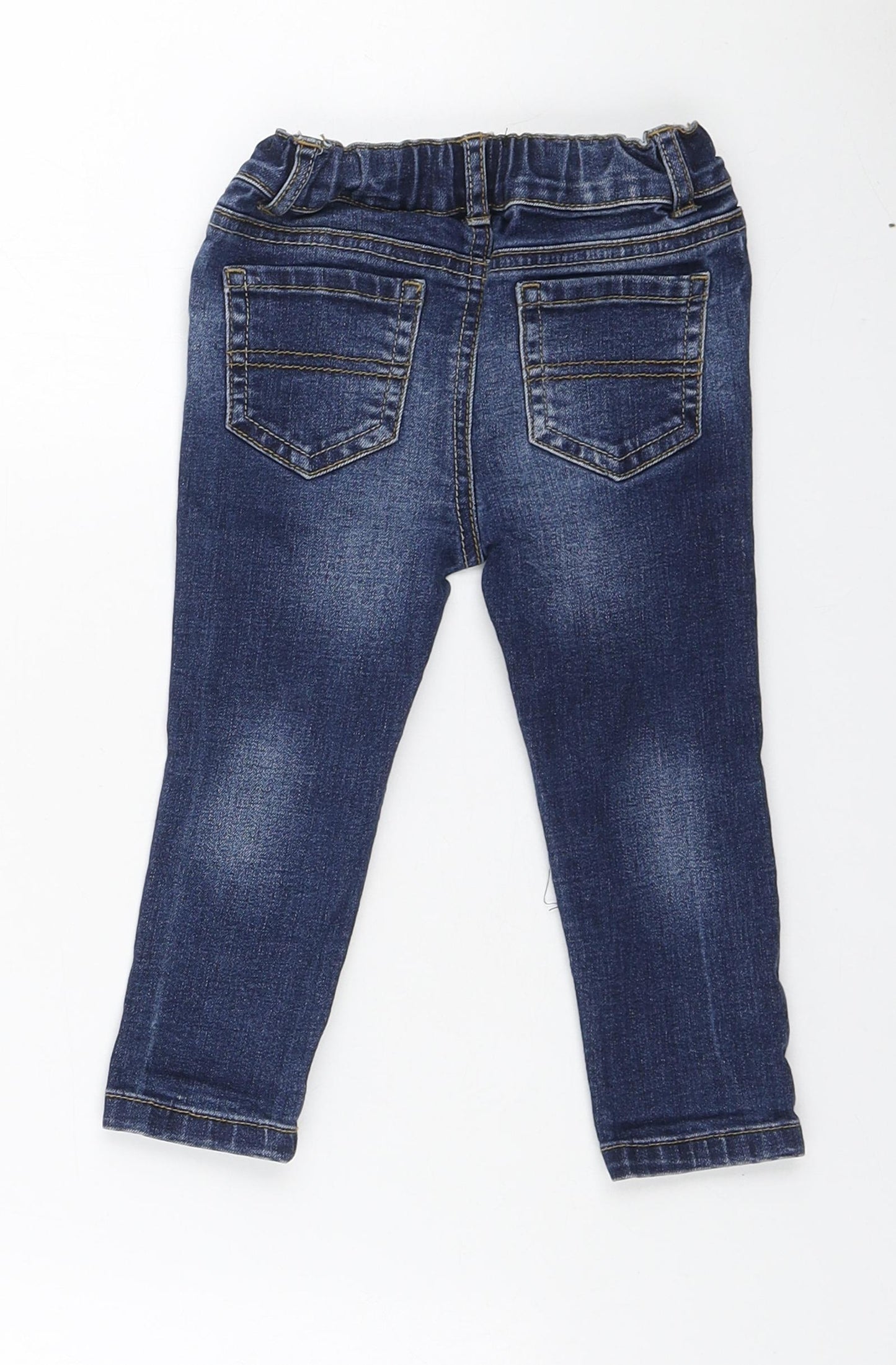 Denim & Co. Girls Blue Polyester Sweatpants Jeans Size 12-18 Months Button - Inside Leg 11 Inches