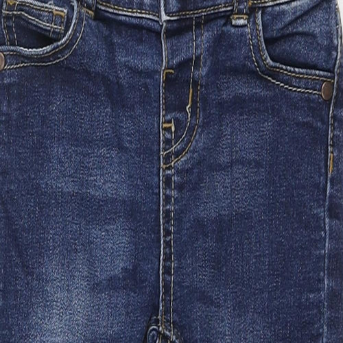 Denim & Co. Girls Blue Polyester Sweatpants Jeans Size 12-18 Months Button - Inside Leg 11 Inches