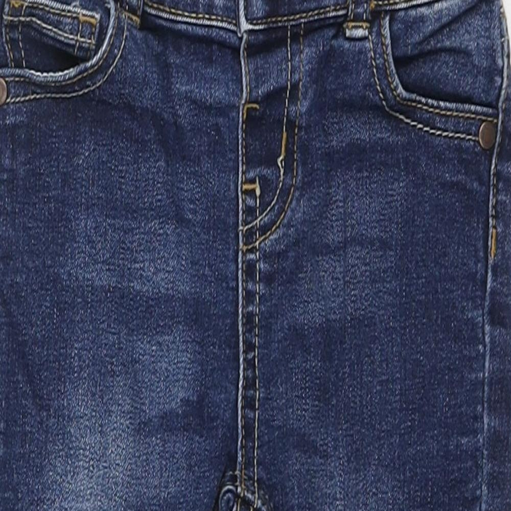 Denim & Co. Girls Blue Polyester Sweatpants Jeans Size 12-18 Months Button - Inside Leg 11 Inches