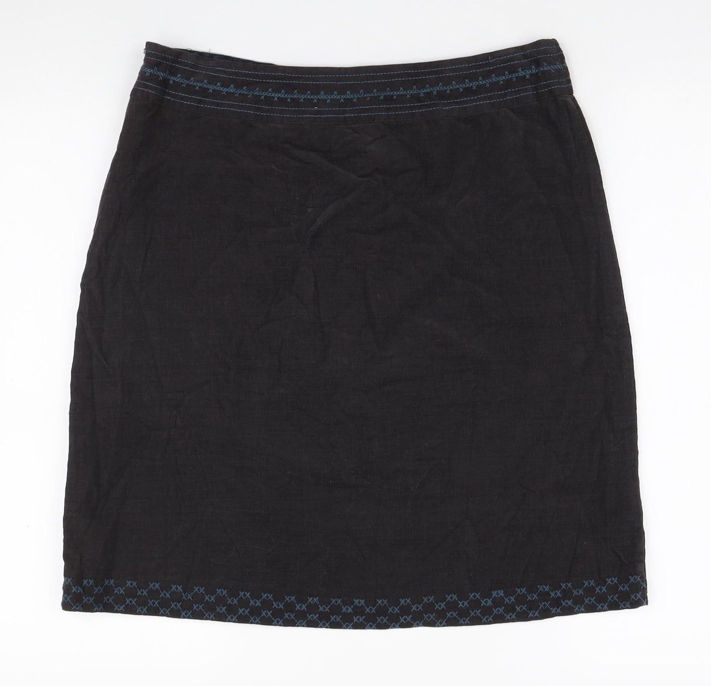 MANTARAY PRODUCTS Womens Brown Cotton A-Line Skirt Size 12 Zip - Floral detail