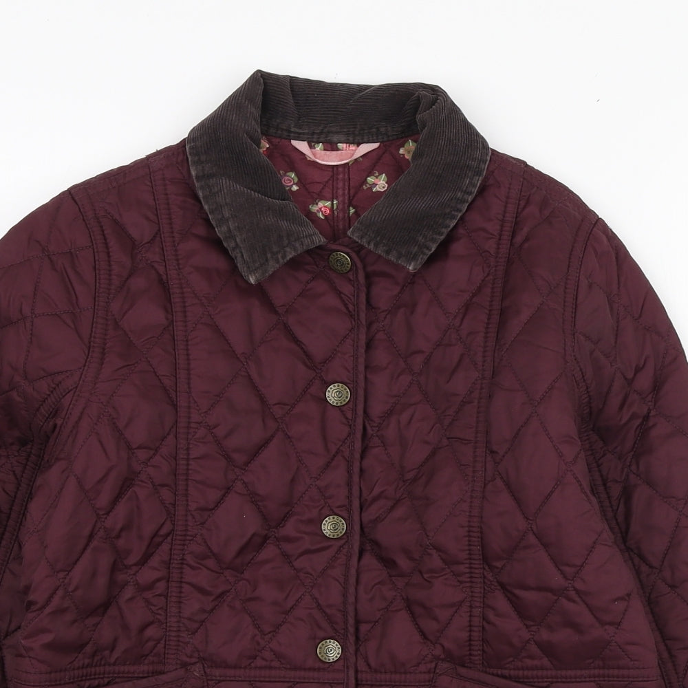 Barbour Girls Purple Quilted Jacket Size 10-11 Years Button