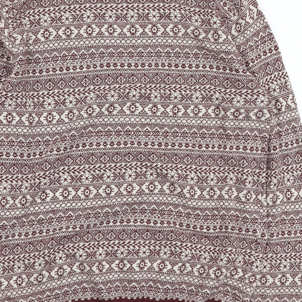 Topman Mens Red Round Neck Fair Isle Acrylic Pullover Jumper Size L