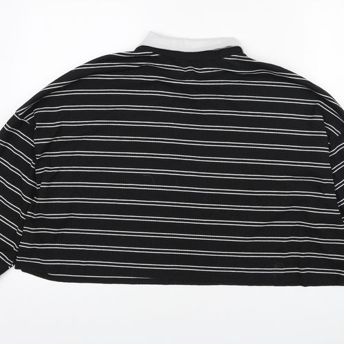 ROMWE Womens Black Striped Polyester Pullover Sweatshirt Size S Pullover