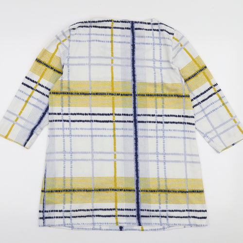 Love Leisure Womens White Plaid Polyester Tunic Sweatshirt Size 12 Pullover