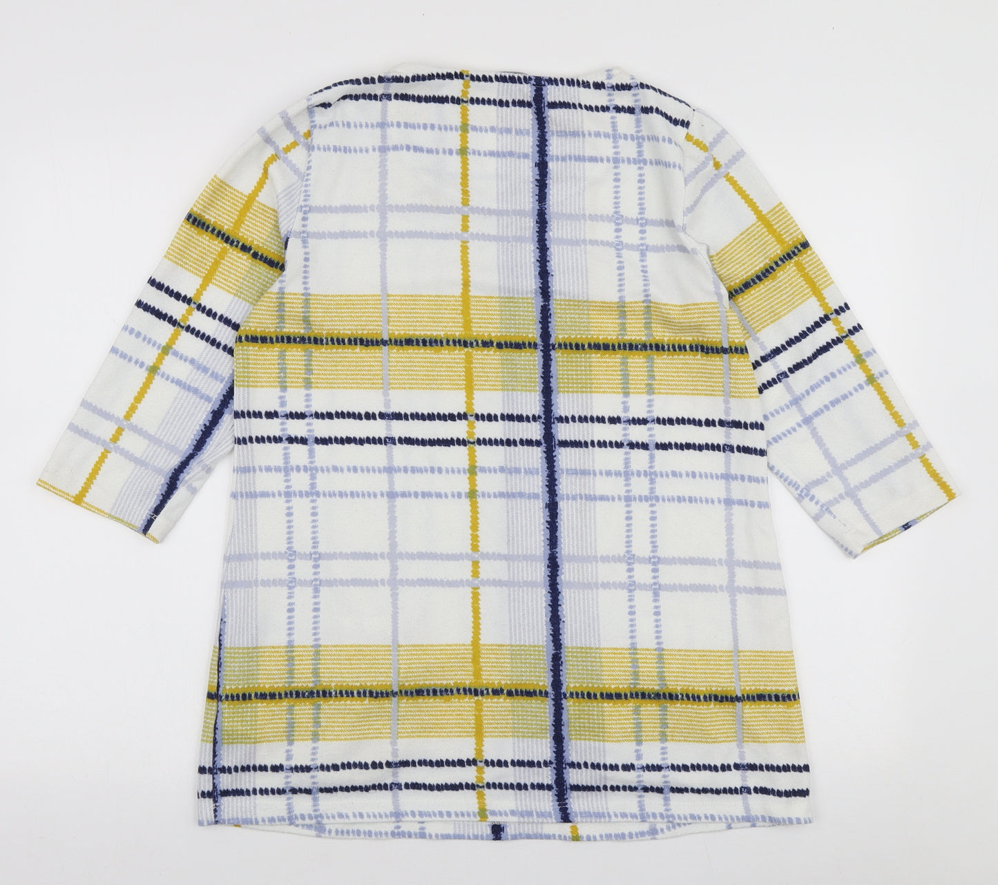 Love Leisure Womens White Plaid Polyester Tunic Sweatshirt Size 12 Pullover
