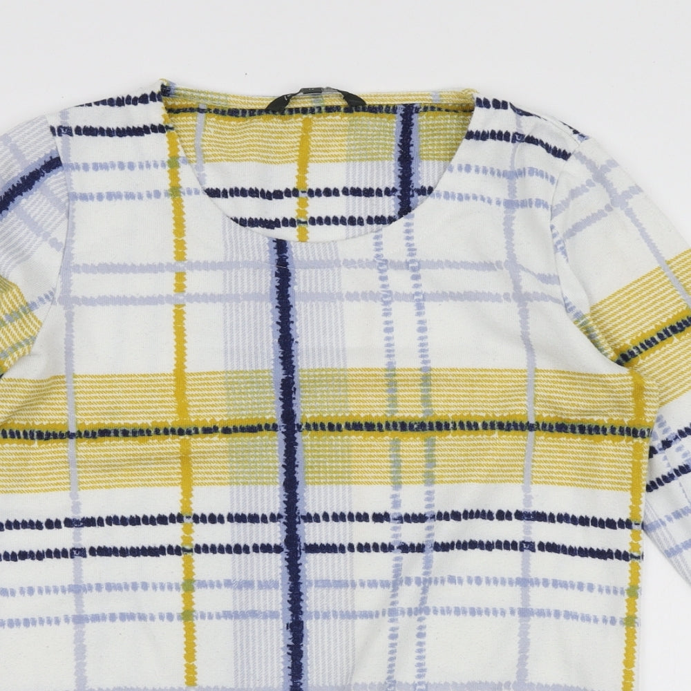 Love Leisure Womens White Plaid Polyester Tunic Sweatshirt Size 12 Pullover