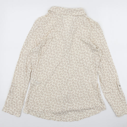 White Stuff Womens Ivory Floral Cotton Basic Button-Up Size 12 Collared