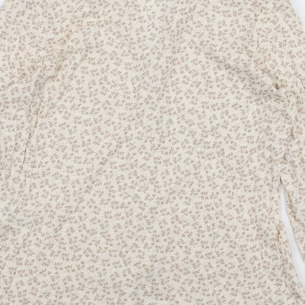 White Stuff Womens Ivory Floral Cotton Basic Button-Up Size 12 Collared
