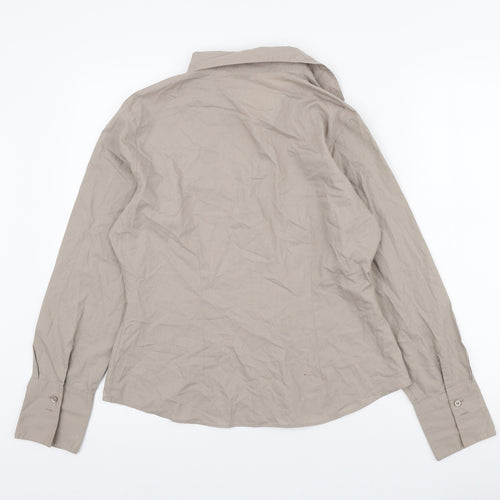 George Womens Brown Cotton Basic Button-Up Size 14 Collared