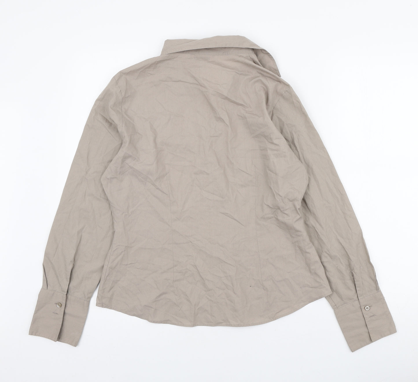 George Womens Brown Cotton Basic Button-Up Size 14 Collared