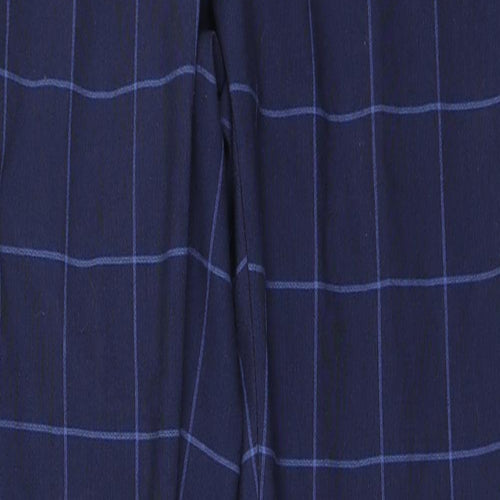 Boohoo Mens Blue Check Polyester Trousers Size 28 in L29 in Slim Zip