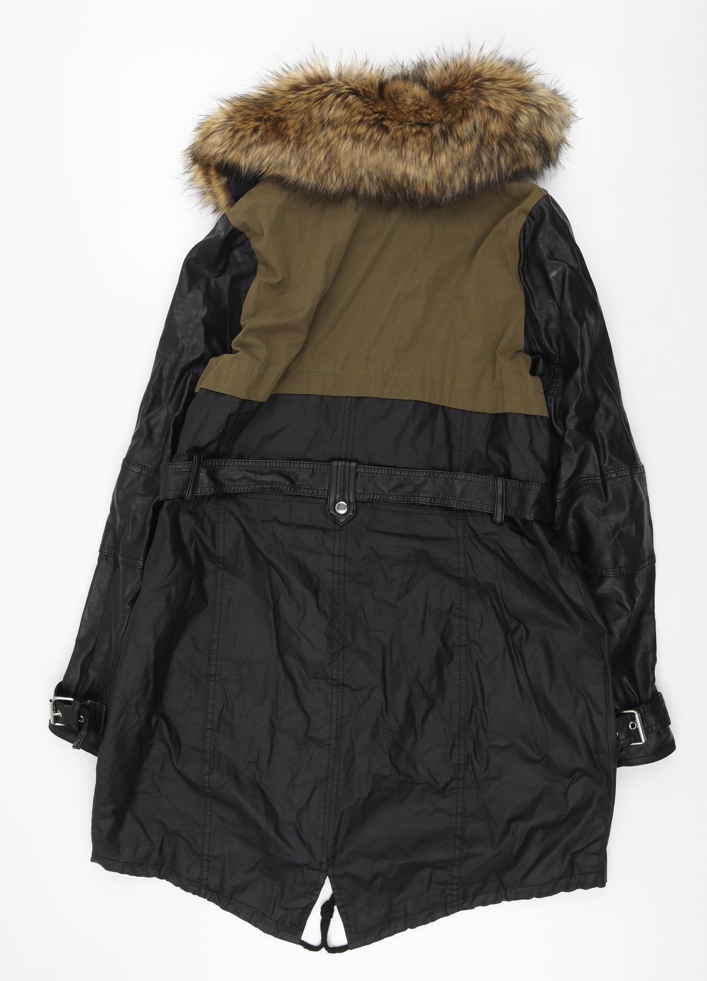 River Island Womens Black Parka Coat Size 14 Zip