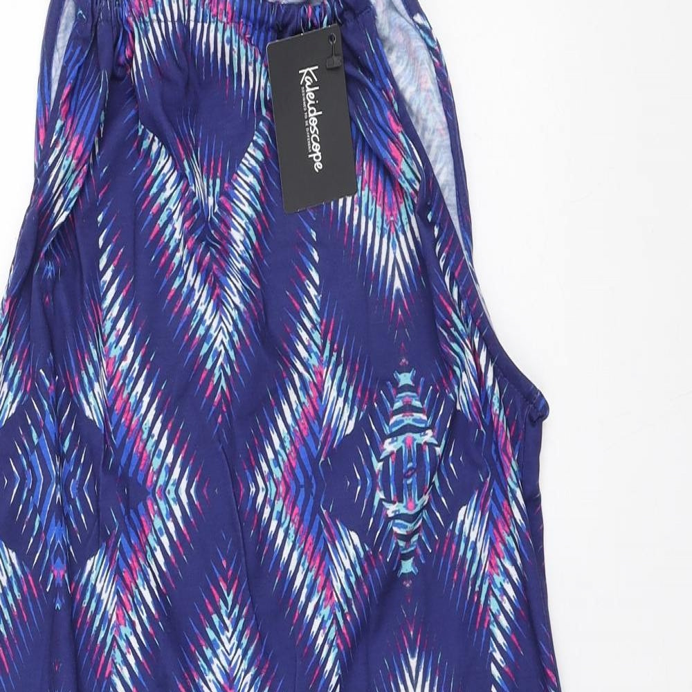 Kaleidoscope Womens Blue Geometric Polyester A-Line Size 14 Halter Pullover