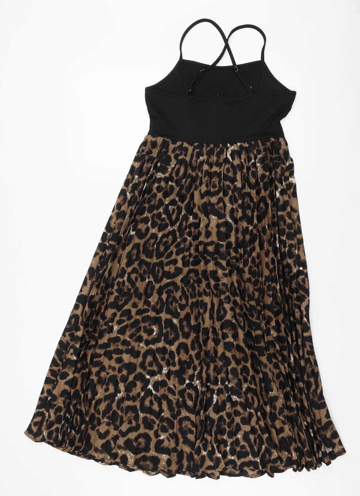 SheIn Womens Brown Animal Print Polyester Fit & Flare Size S Round Neck Zip