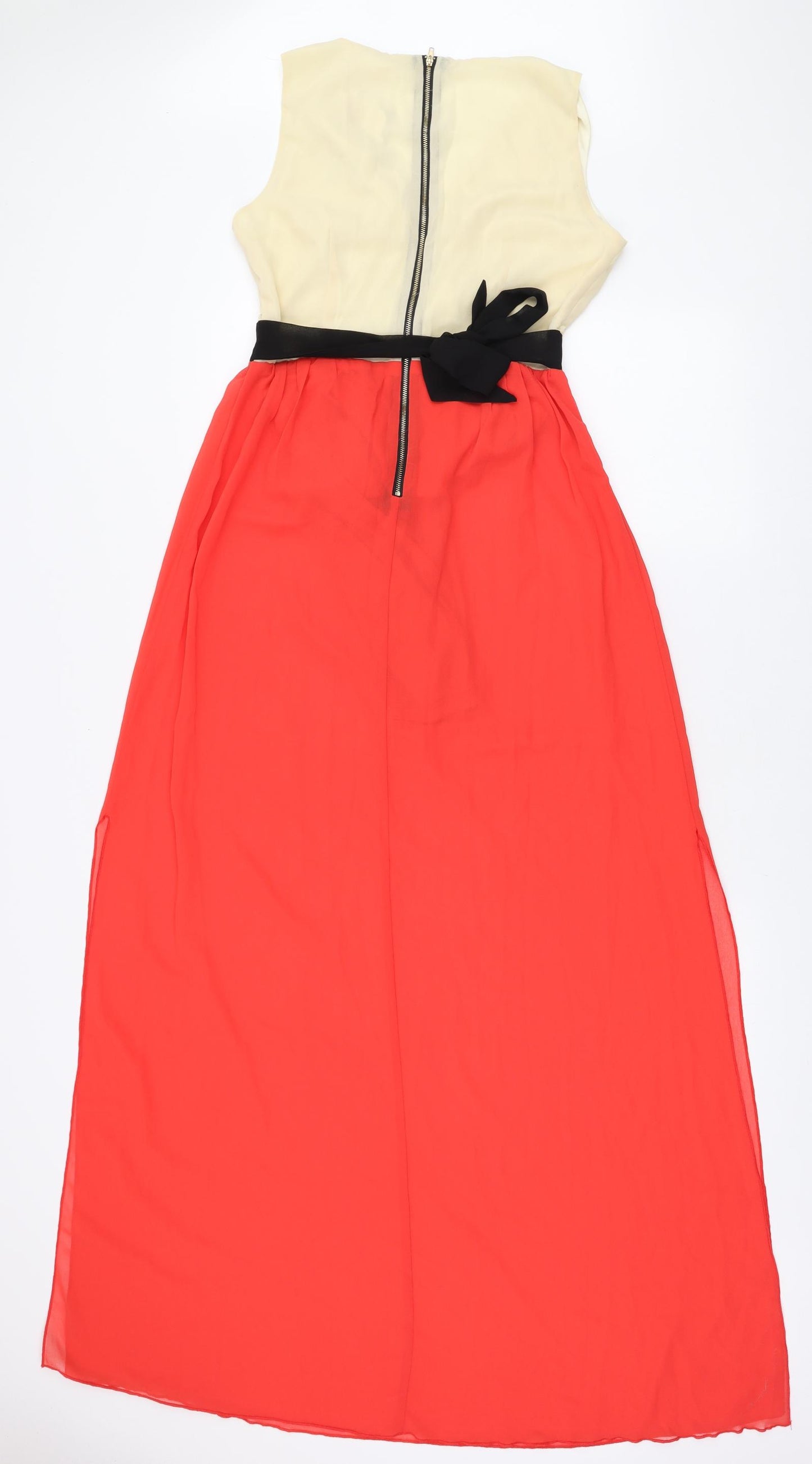 Boohoo Womens Red Polyester A-Line Size S V-Neck Zip