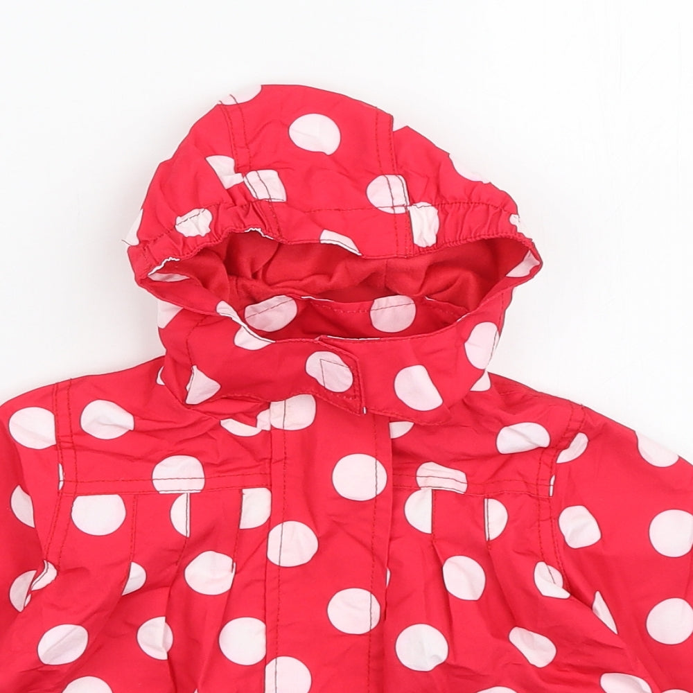 Young Dimension Girls Red Polka Dot Rain Coat Jacket Size 12-18 Months Zip