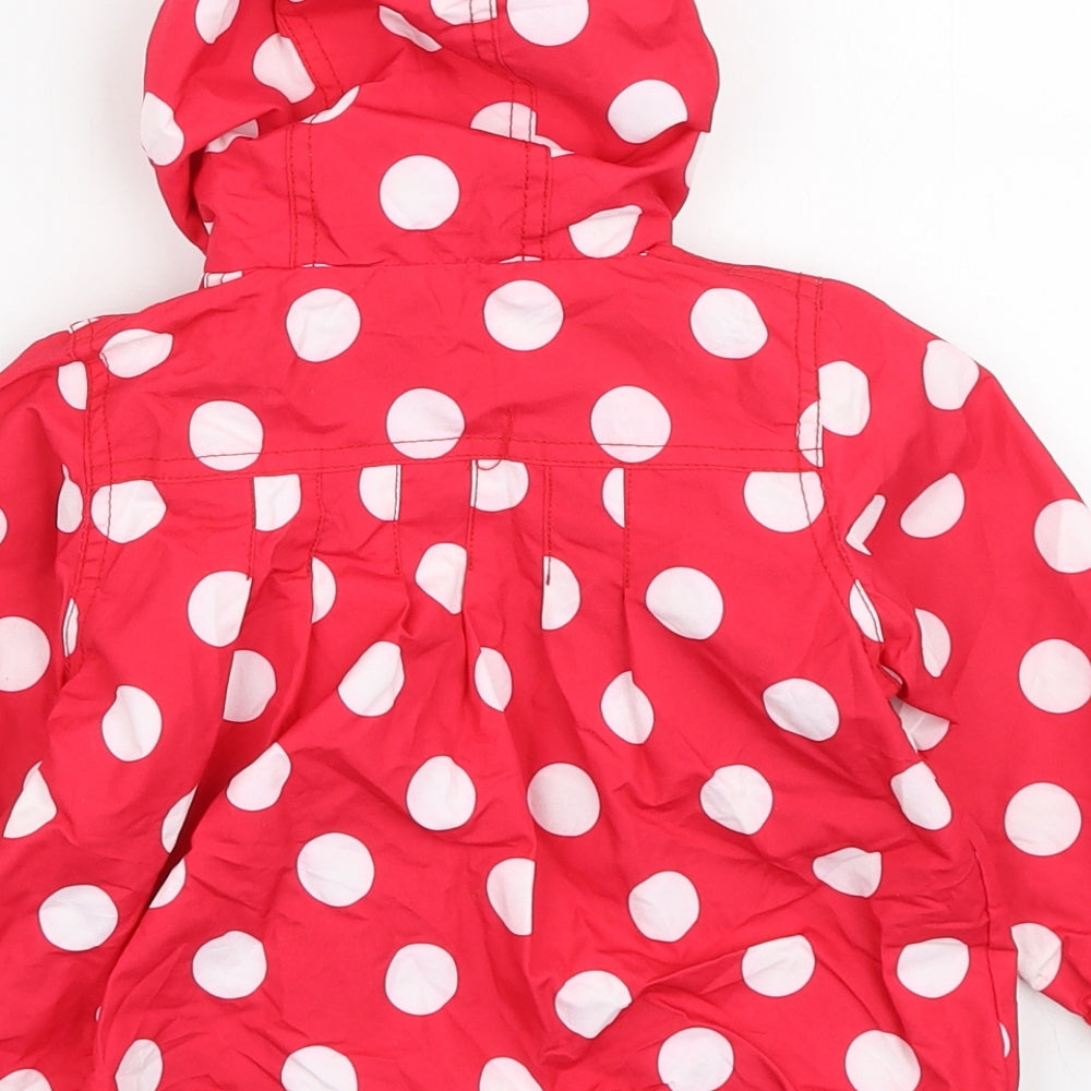 Young Dimension Girls Red Polka Dot Rain Coat Jacket Size 12-18 Months Zip