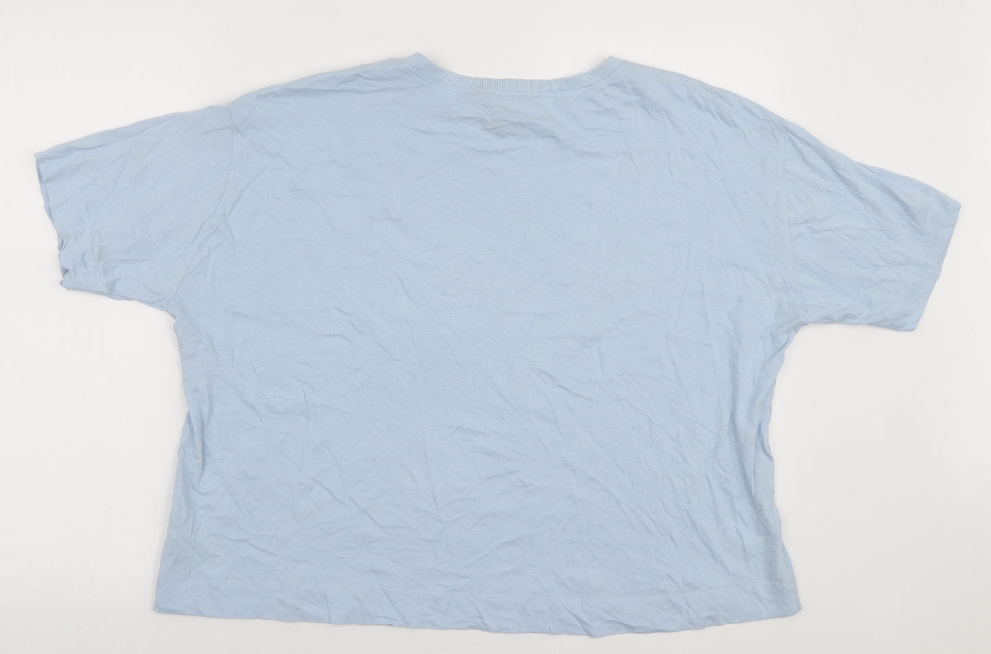 New Look Womens Blue Cotton Basic T-Shirt Size 18 Round Neck - Blue Skies Ahead