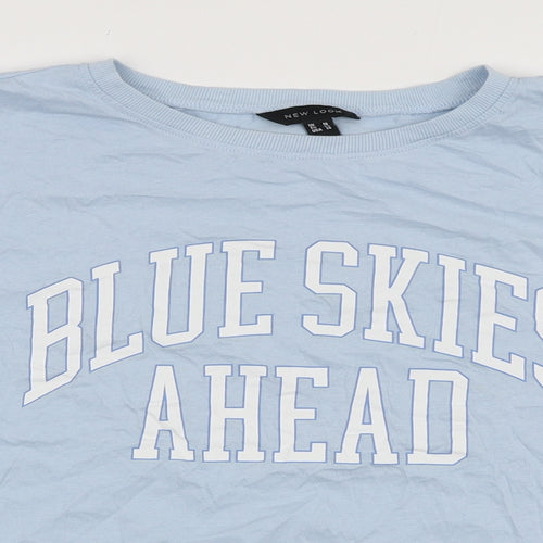 New Look Womens Blue Cotton Basic T-Shirt Size 18 Round Neck - Blue Skies Ahead