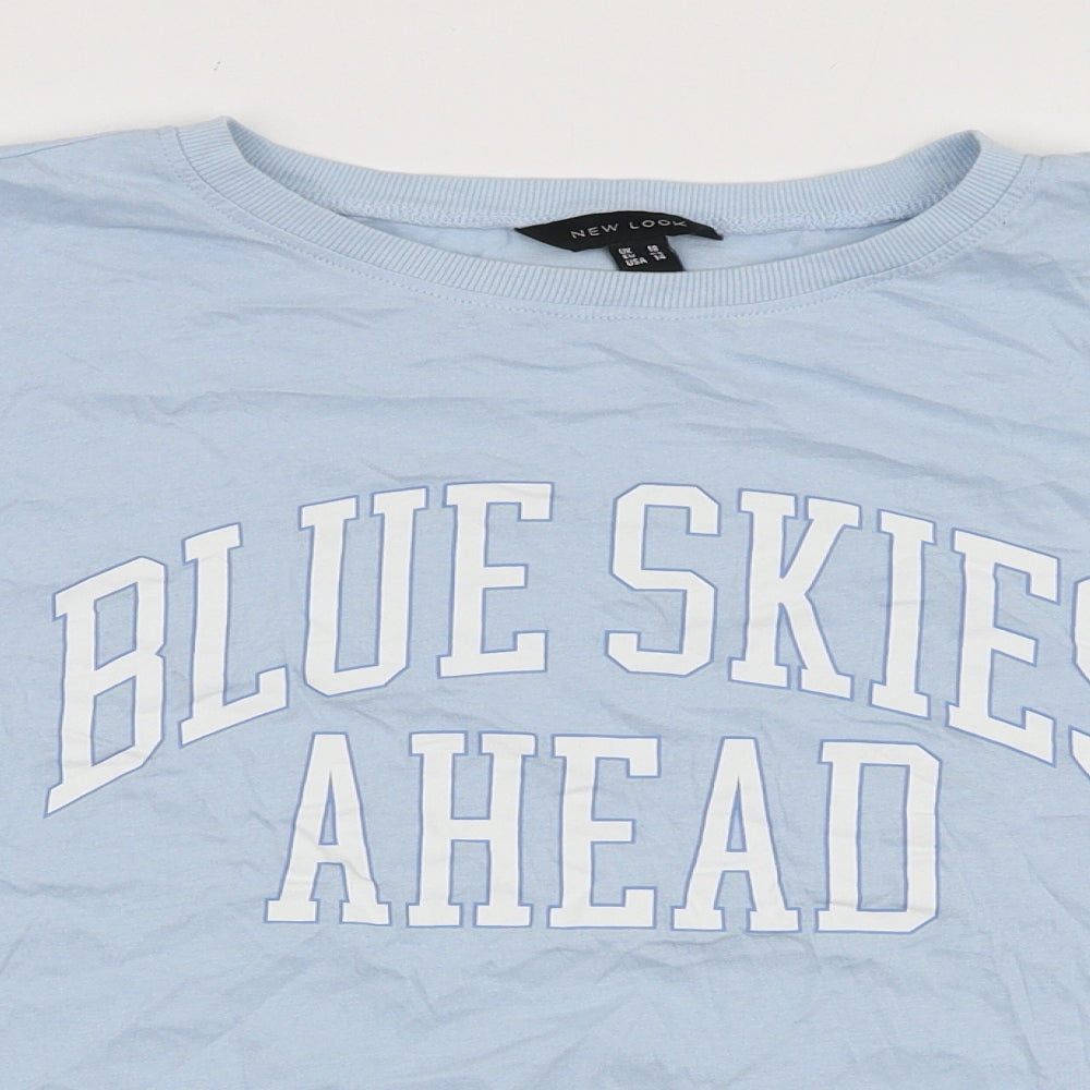 New Look Womens Blue Cotton Basic T-Shirt Size 18 Round Neck - Blue Skies Ahead
