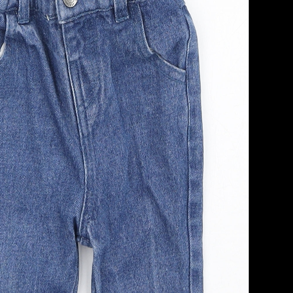 Vertbaudet Girls Blue Cotton Jogger Jeans Size 9-12 Months Snap
