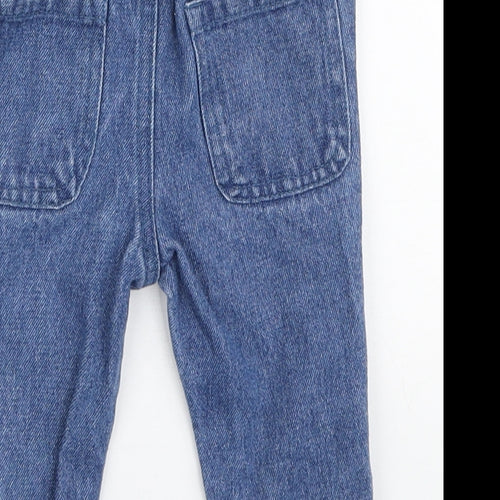 Vertbaudet Girls Blue Cotton Jogger Jeans Size 9-12 Months Snap