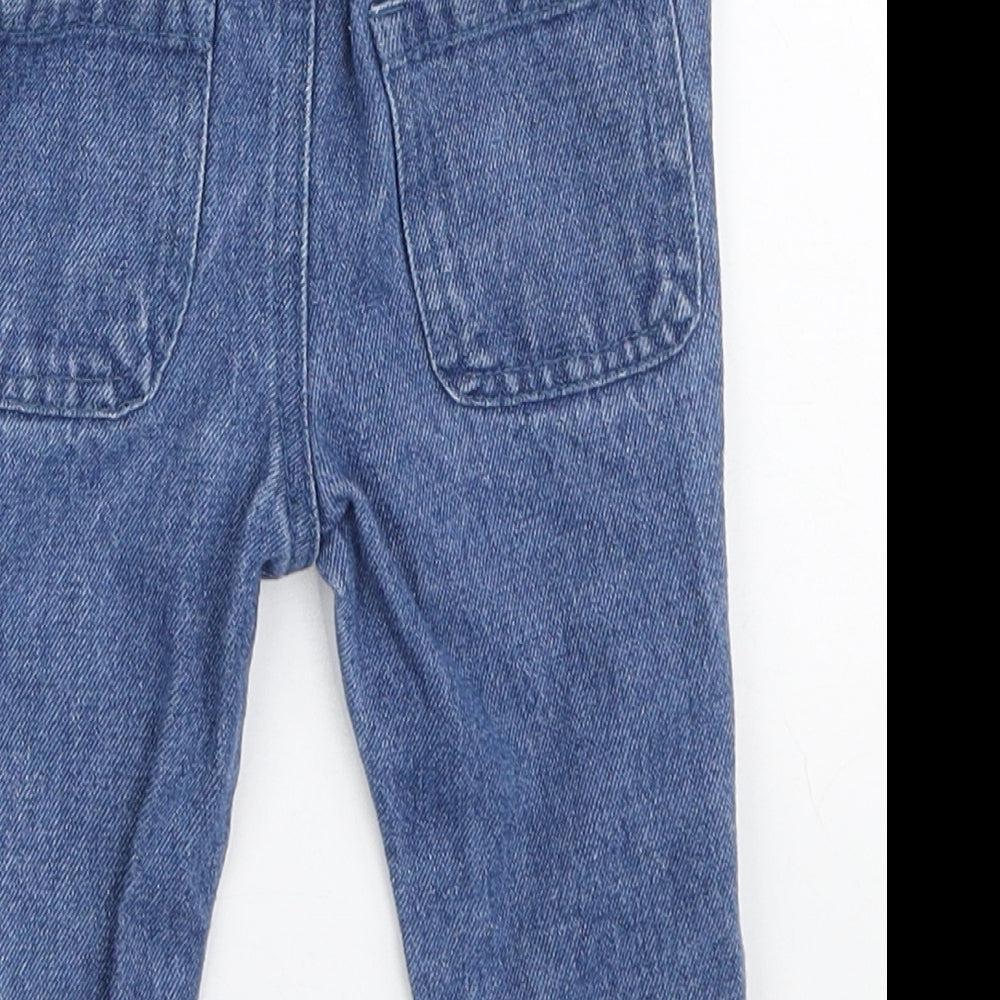 Vertbaudet Girls Blue Cotton Jogger Jeans Size 9-12 Months Snap