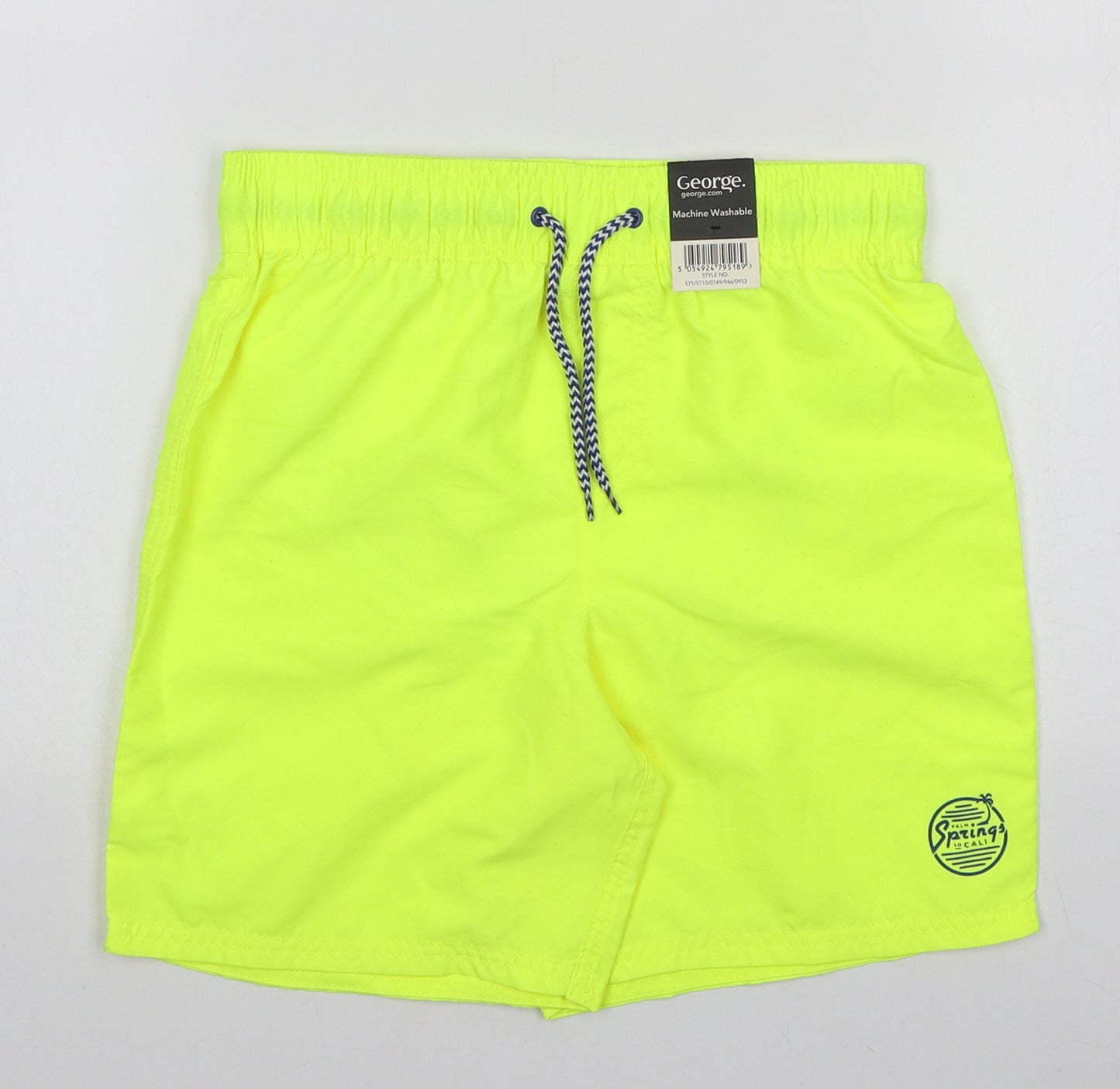 George Boys Yellow Polyester Sweat Shorts Size 9-10 Years Regular Drawstring - Swimming Shorts