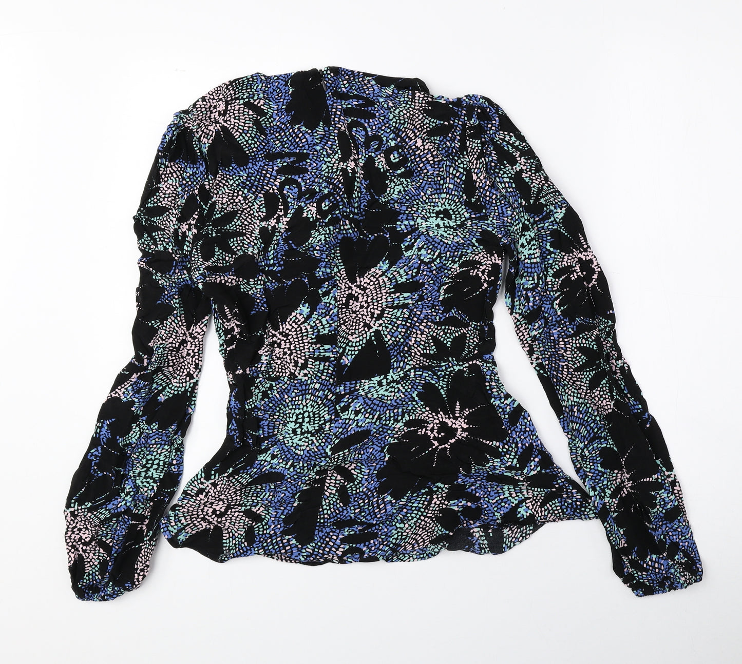 Marks and Spencer Womens Multicoloured Floral Viscose Basic Blouse Size 6 Round Neck