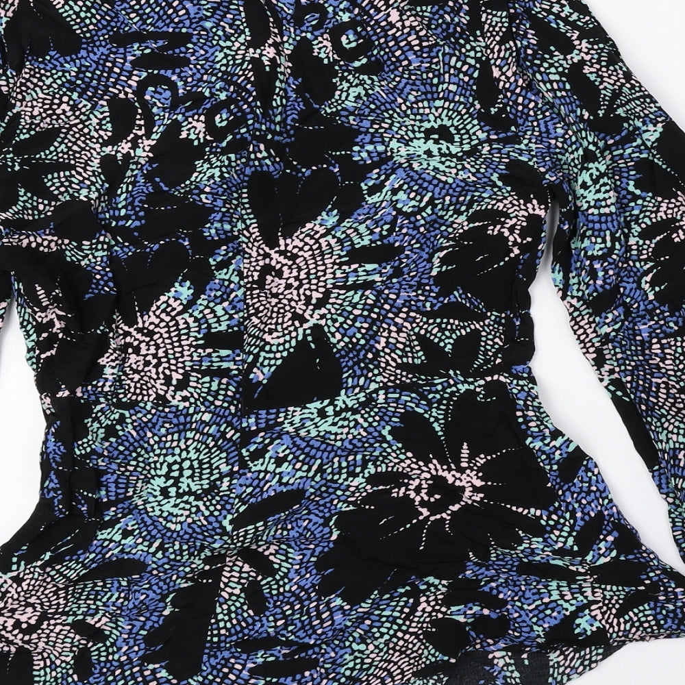Marks and Spencer Womens Multicoloured Floral Viscose Basic Blouse Size 6 Round Neck
