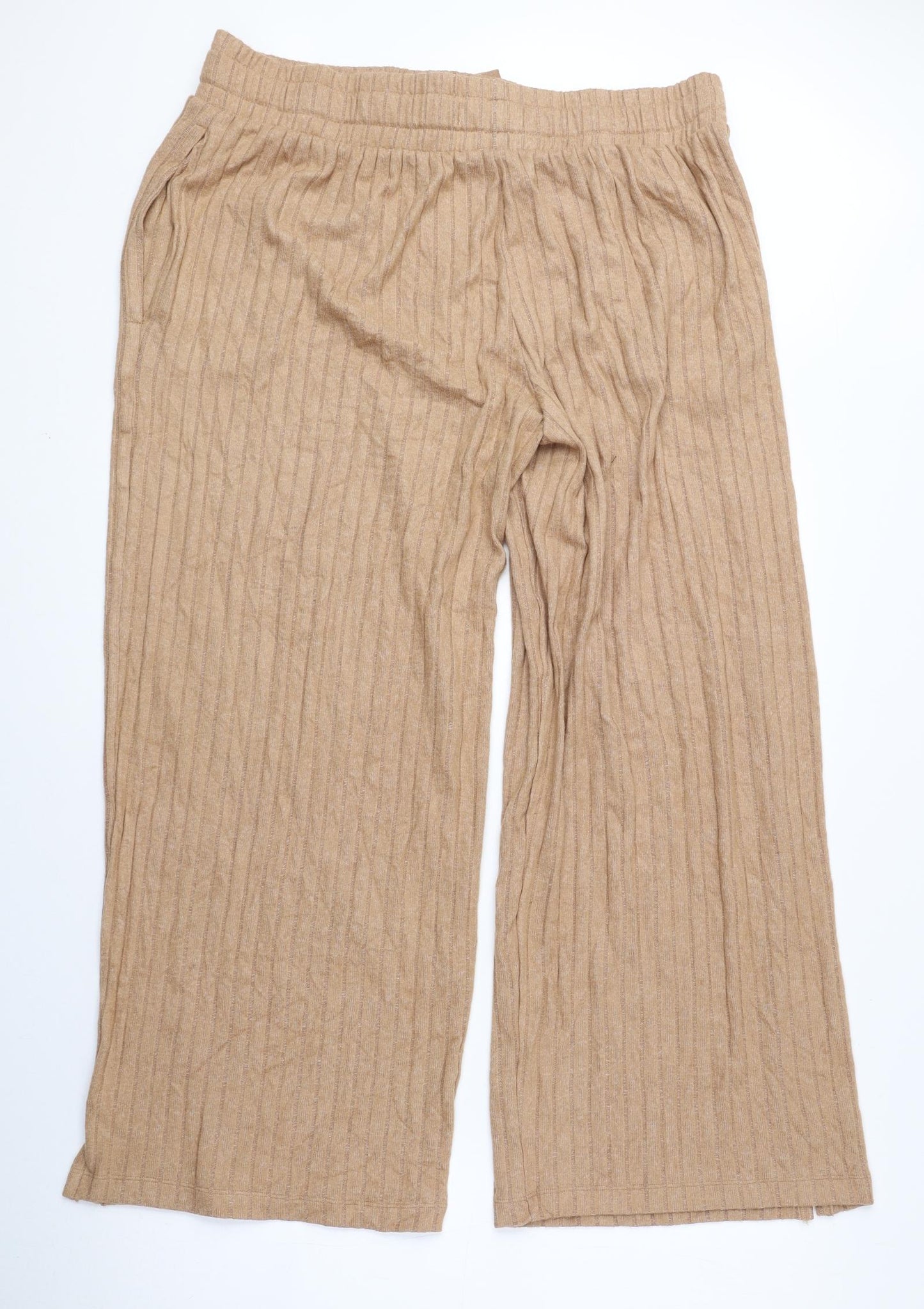 The Lounge Edit Womens Beige Polyester Jogger Trousers Size 16 L26 in Regular - Ribbed