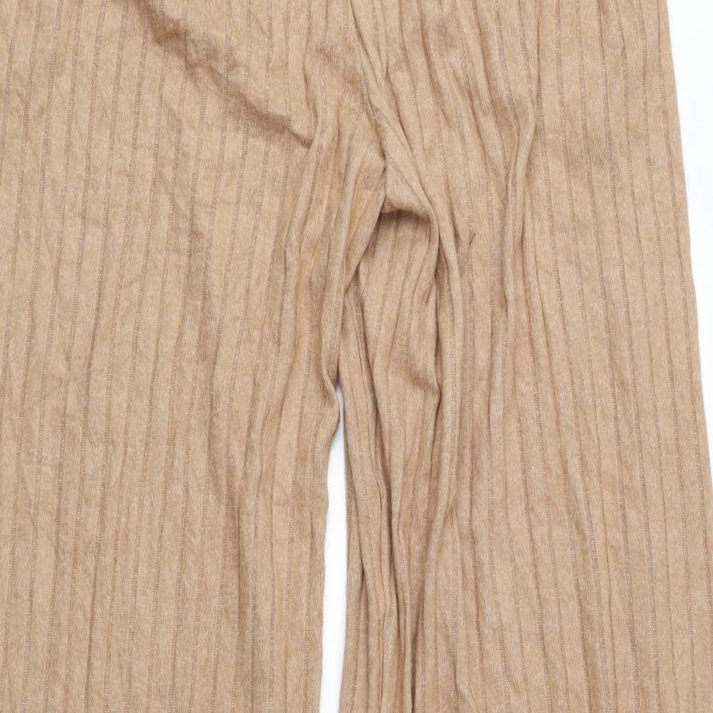 The Lounge Edit Womens Beige Polyester Jogger Trousers Size 16 L26 in Regular - Ribbed