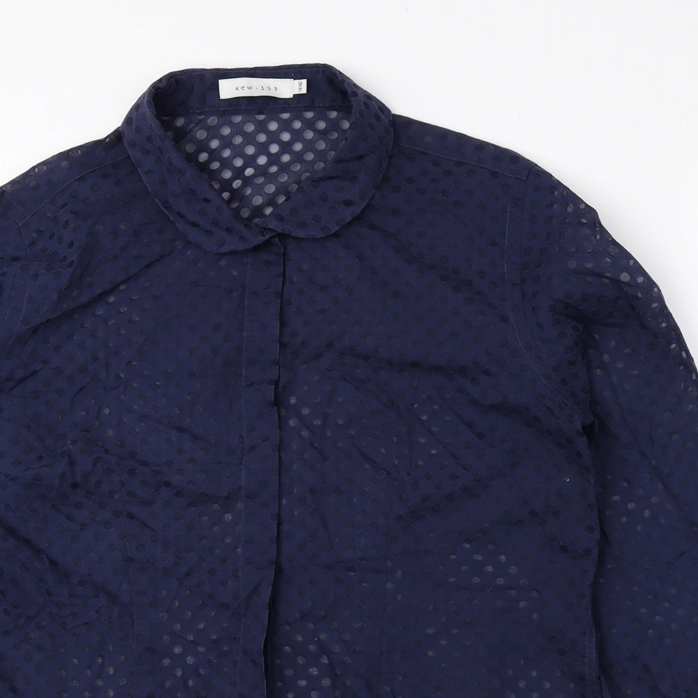 KEW Womens Blue Polka Dot Cotton Basic Button-Up Size 14 Collared