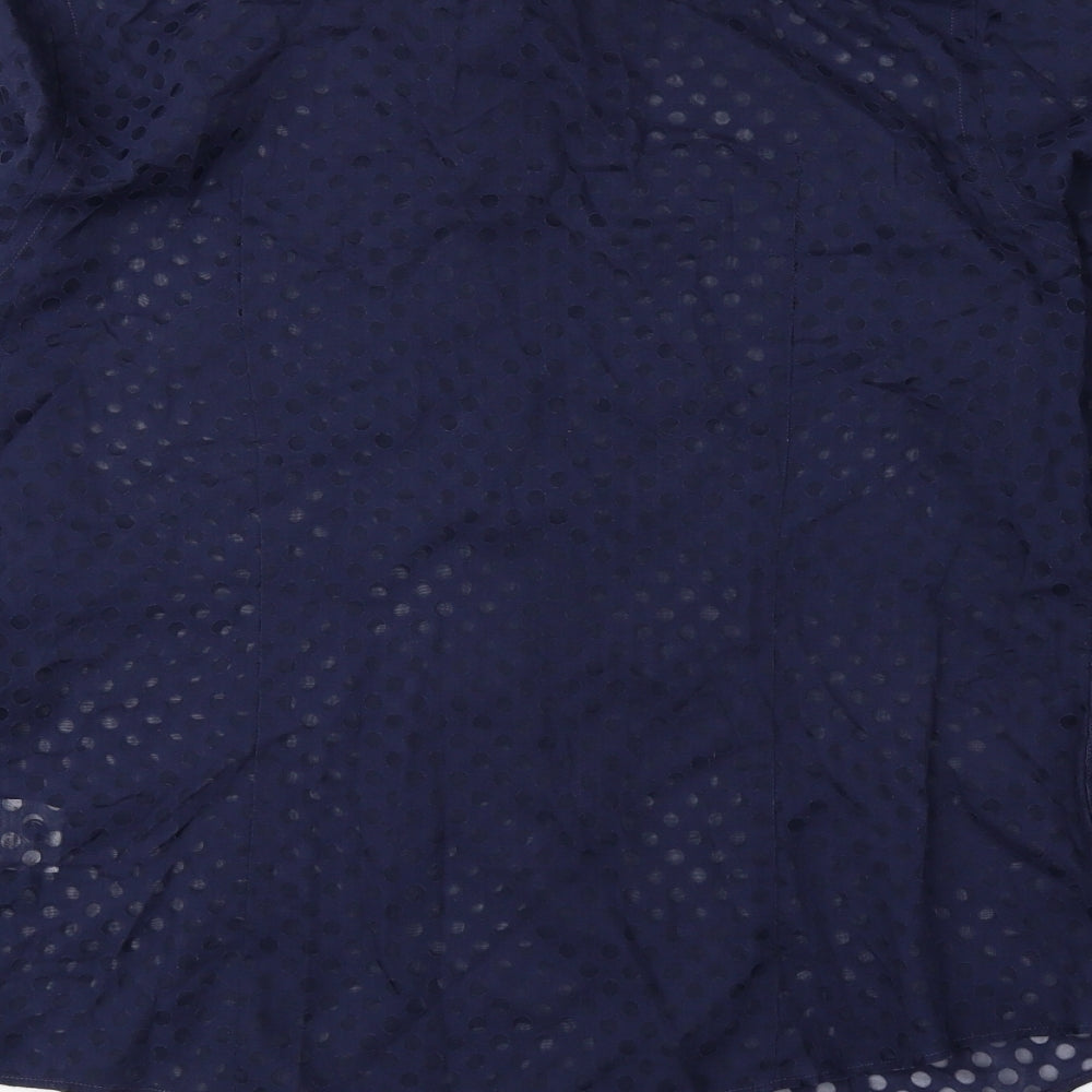 KEW Womens Blue Polka Dot Cotton Basic Button-Up Size 14 Collared