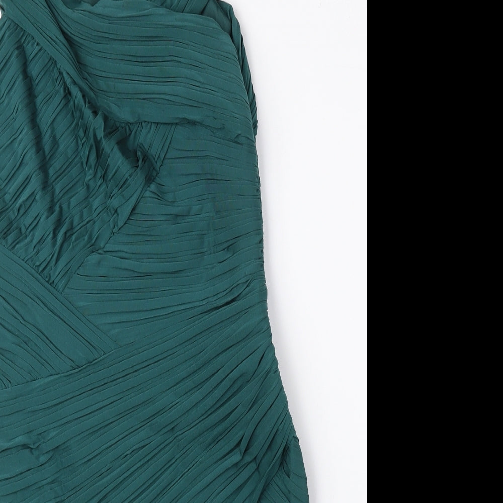 Coast Womens Green Acetate Bodycon Size 12 V-Neck Zip