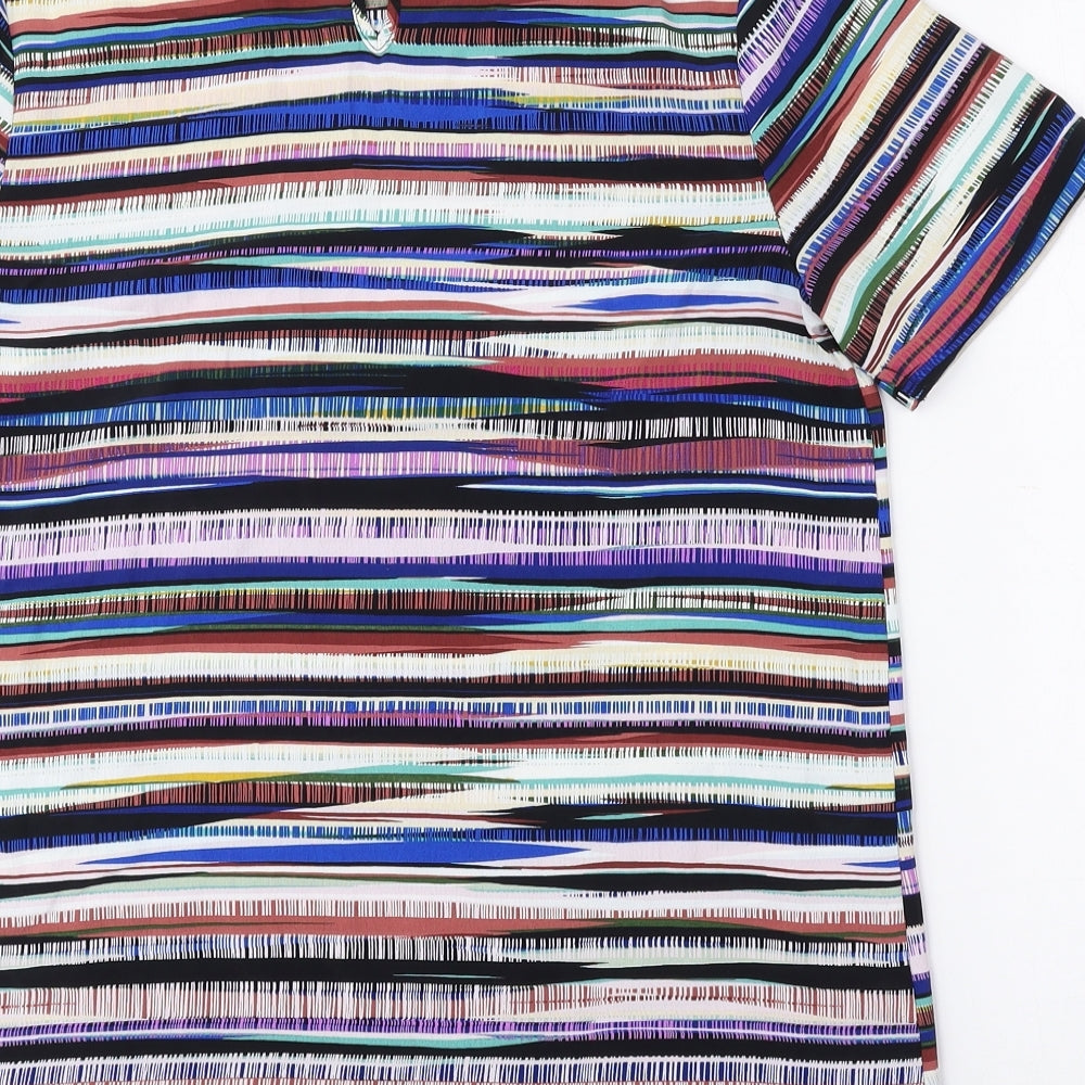 Primark Womens Multicoloured Geometric Polyester Basic Blouse Size 8 Round Neck