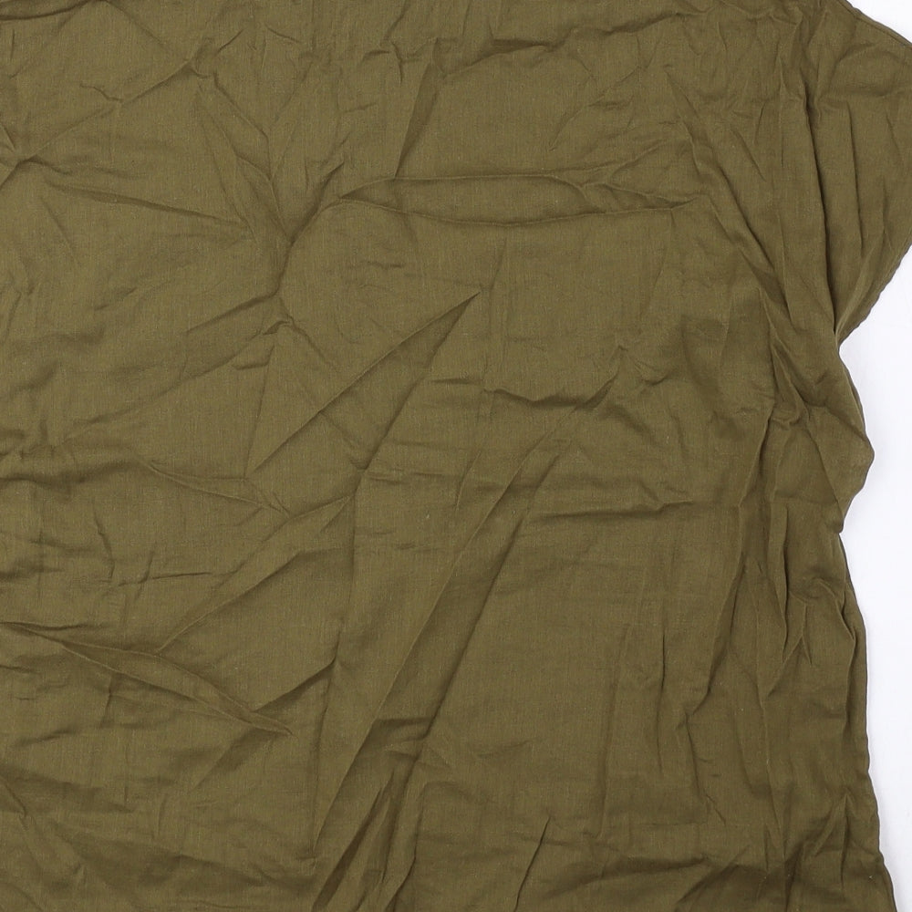 R Edition Womens Green 100% Cotton Basic Button-Up Size 14 Collared