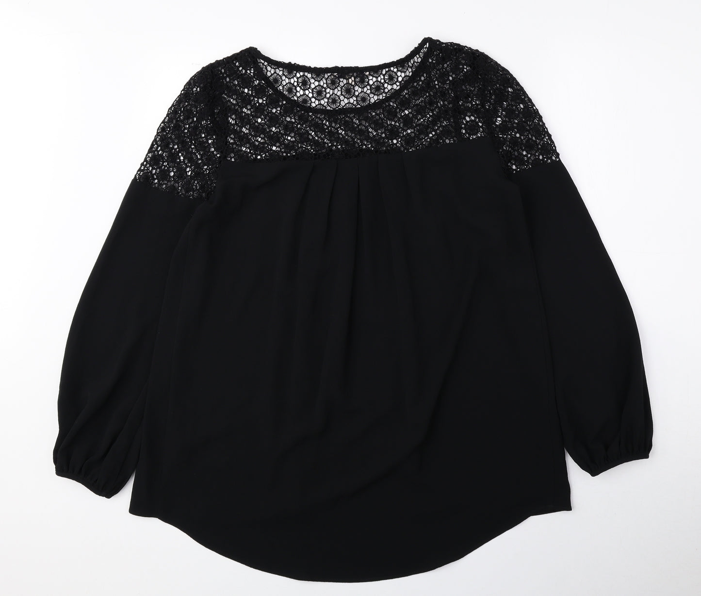 Limited Edition Womens Black Polyester Basic Blouse Size 8 Round Neck