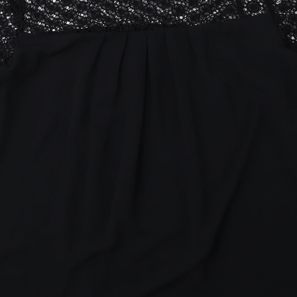 Limited Edition Womens Black Polyester Basic Blouse Size 8 Round Neck