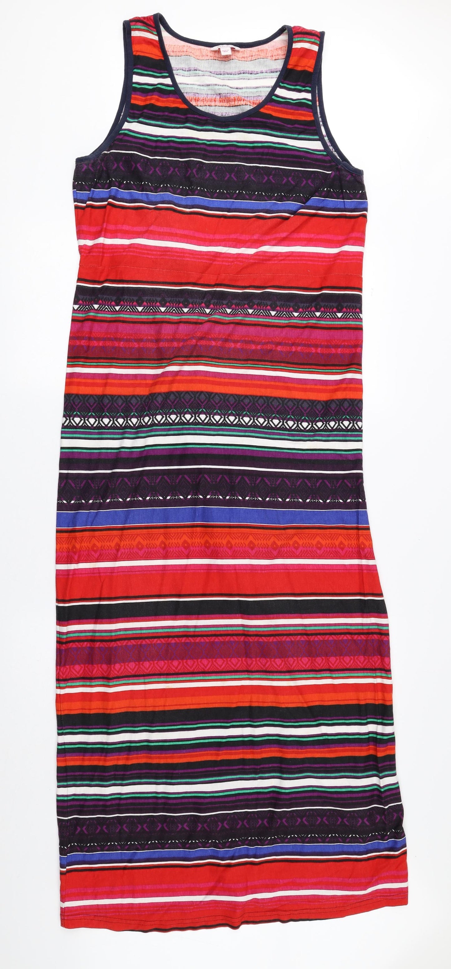 Marisota Womens Multicoloured Geometric 100% Cotton Tank Dress Size 16 Scoop Neck Pullover
